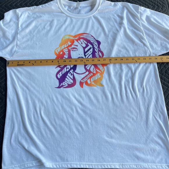 Jerzees Shirt Womens Plus Size 2X XXL White Womens‎ Empowerment Girl Power - Picture 7 of 10